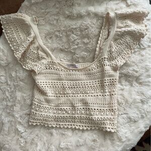 Sincerely Jules Ivory Crochet Knit Top